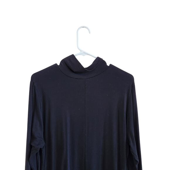 Eloquii Cowl Neck Asymmetrical Long Tunic Top Side Slit Navy Blue Size 18 - Picture 7 of 7